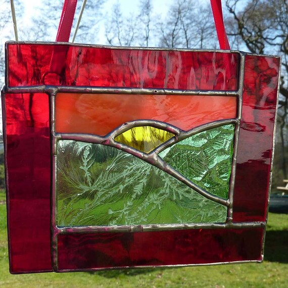 Sunset and Fields stained glass light catcher