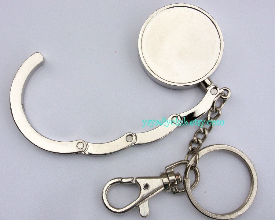 Blank Folding Purse Hook Bag Hanger with Chain Ring DIY
