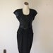 RESERVED - Black Sequin & Satin Wiggle Dress Party Glam Diva