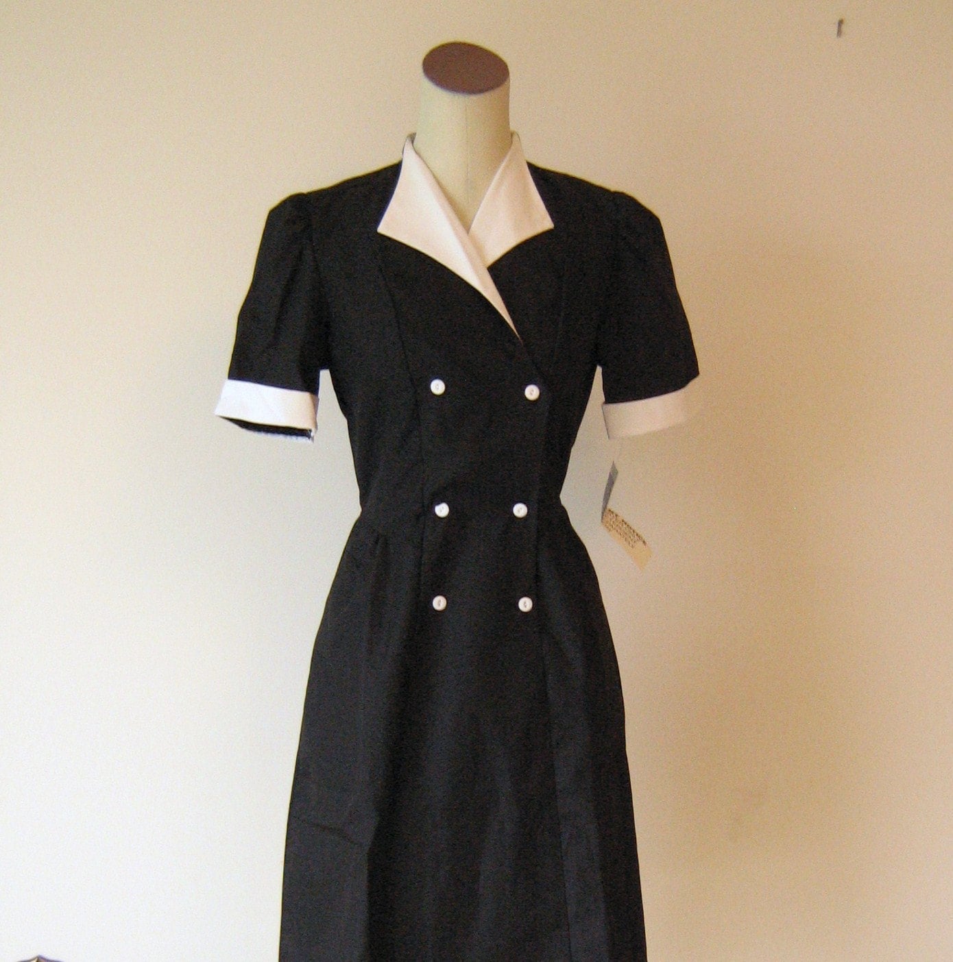 Black Diner Waitress Uniform Dress Deadstock 8 by RetroFascination