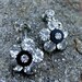 Flower Dangle Rhinestone Screw Back Earrings