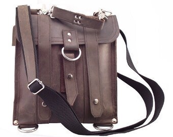 Leather iPad Bag New: - Rustic Brown Slim Messenger Bag