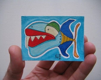 Fish J41, ACEO, Original Watercolor by Fig Jam Studio