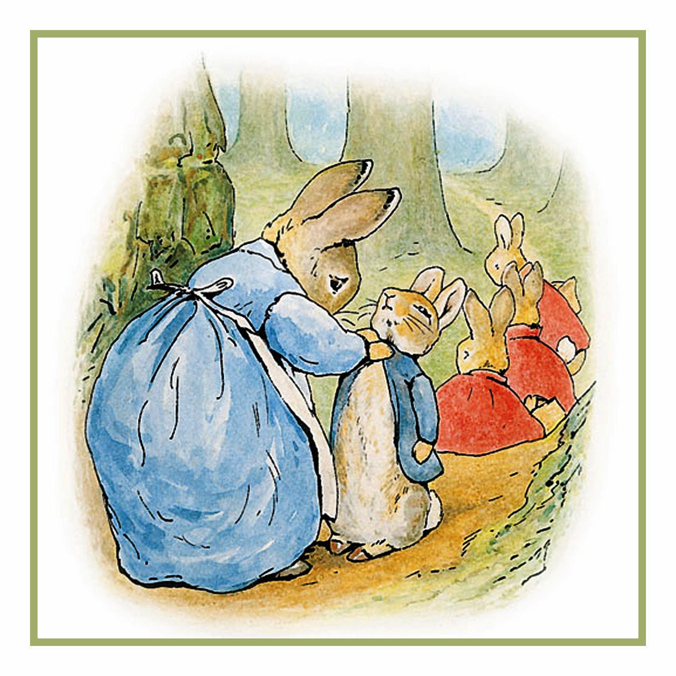 Peter Rabbit and Family on a Walk From the Tales of Peter