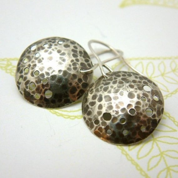 Silver Hammered Earrings metalsmith jewelry