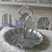 Small serving tray, scalloped tray, french country, shabby chic, bathroom tray, jewelry tray, metal tray, vanity tray, silvertone tray