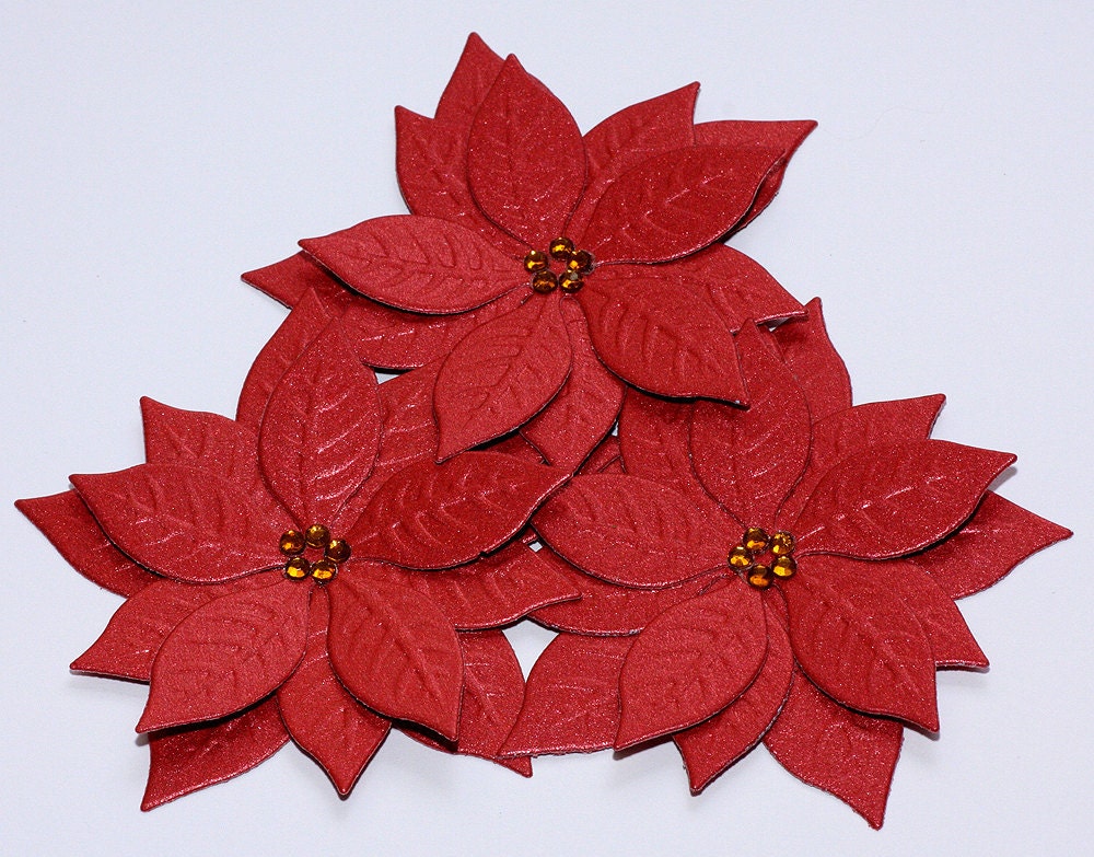 Handmade Poinsettia flowers die cut Christmas for by Kezzu on Etsy
