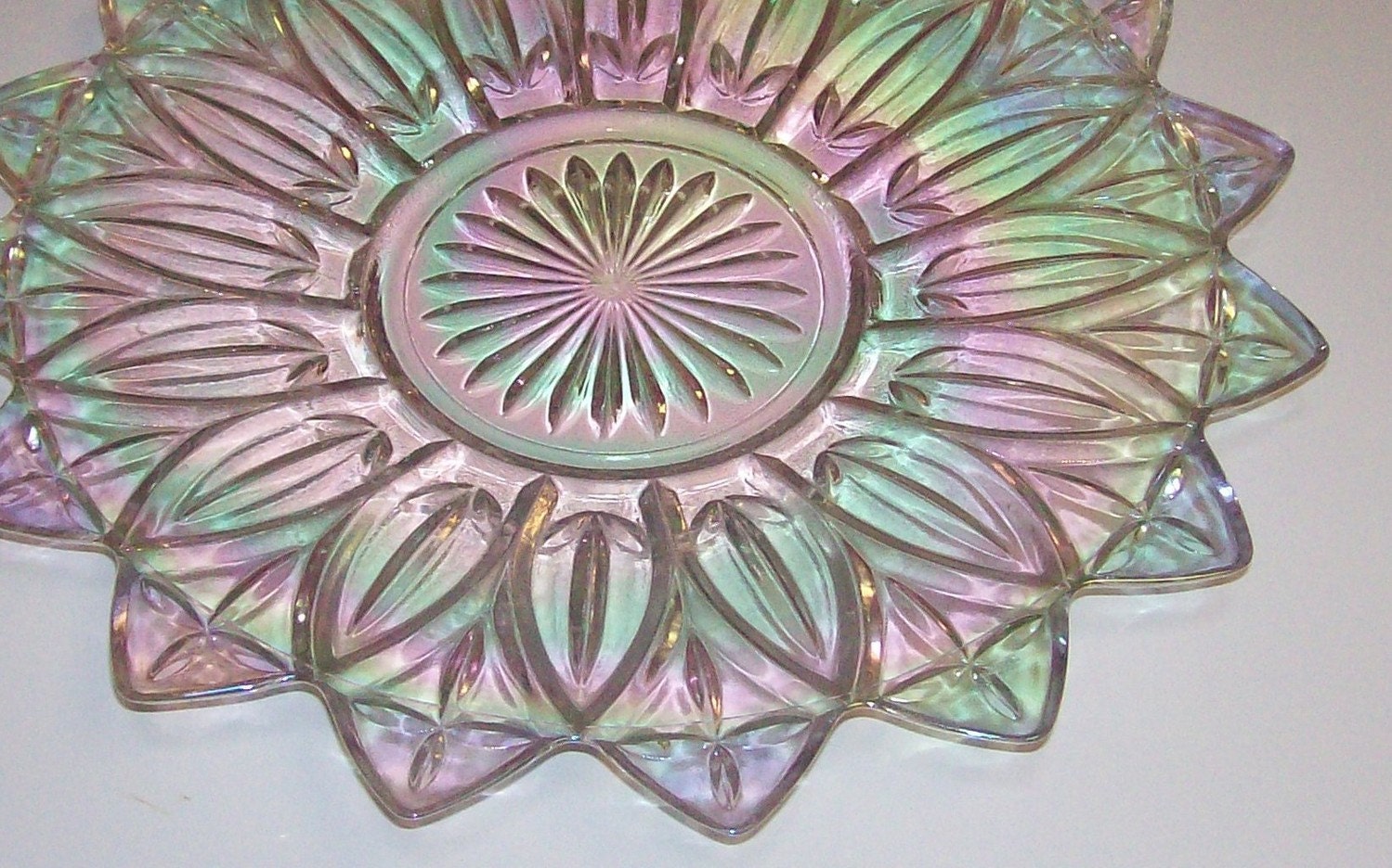 Vintage iridescent glass petal plate by TKfindz on Etsy