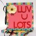 Chipboard mini album, PInk and Teal, 4 x 4 scrapbook, brag book, bright colors