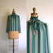 vintage bow blouse SECRETARY 1980's top STRIPED aqua INDIE geek chic