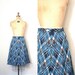 vintage skirt 1970's GEEK CHIC argyle LIBRARIAN blue & brown / polyester / A-line