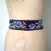 vintage belt / sash BEADED 1960's bohemian luxe / hippie BLACK VELVET cobalt blue