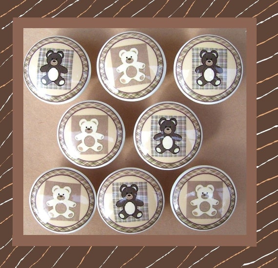 8 Teddy Bears kids boys Dresser Drawer Knobs by PATRINASPLACE