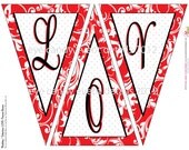 LOVE banner - Wedding Day - Valentines Day - damask "LOVE" - DIY Printable Pennant Banner Il_170x135