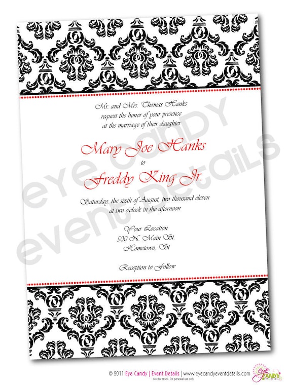 Classic Damask Wedding Rehearsal Shower Invitation - Customized DIY Printable Il_570xn