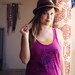 MEDIUM Screenprinted OWL Racerback Tank Top VIOLET