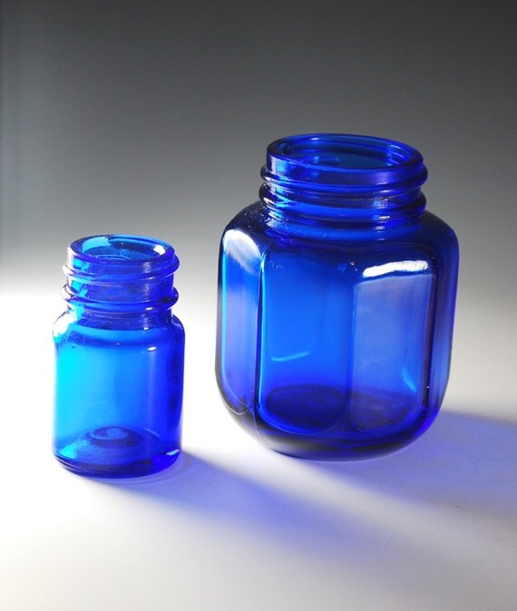 Cobalt Blue Glass Apothecary Jars/BottlesSet of 2