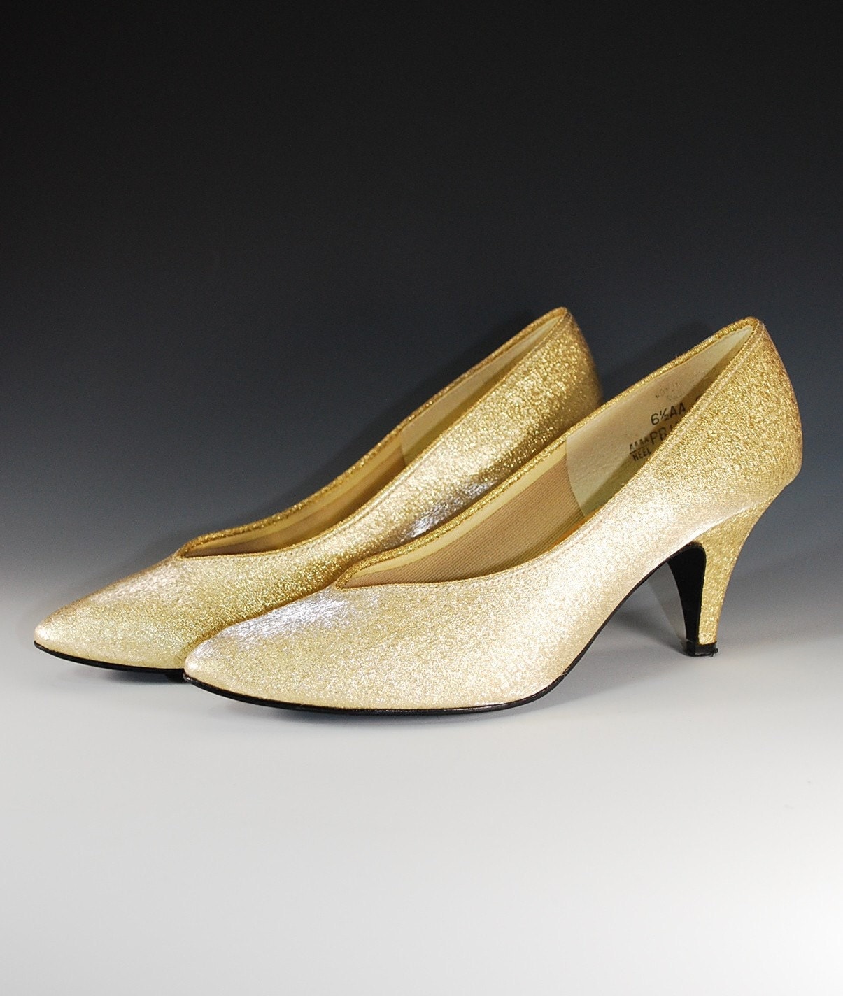 ON SALE Gold Lame Shoes / Pumps / Wedding / Special Occasion