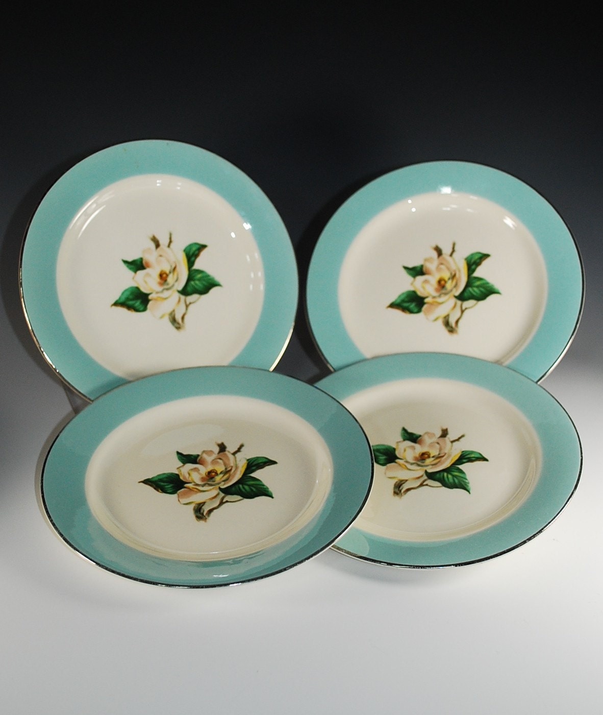 Homer Laughlin Dinnerware1957 in Turquoise Pattern Magnolia