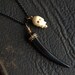 RESERVED Antiqued Black Horn and Skull Necklace