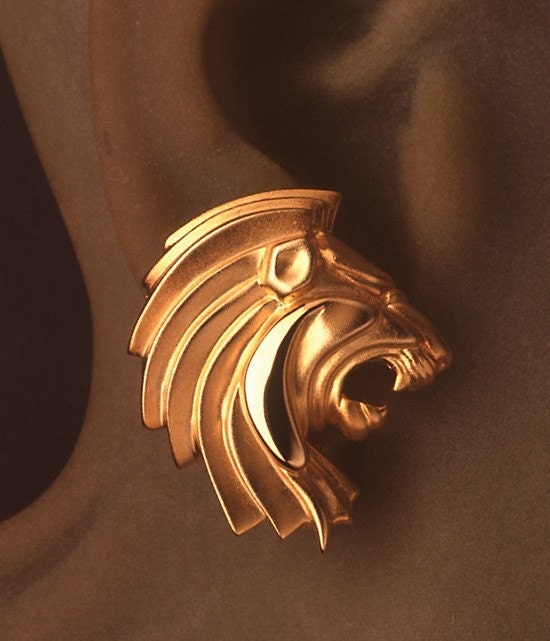 LION EARRINGS 18K gold vermeil