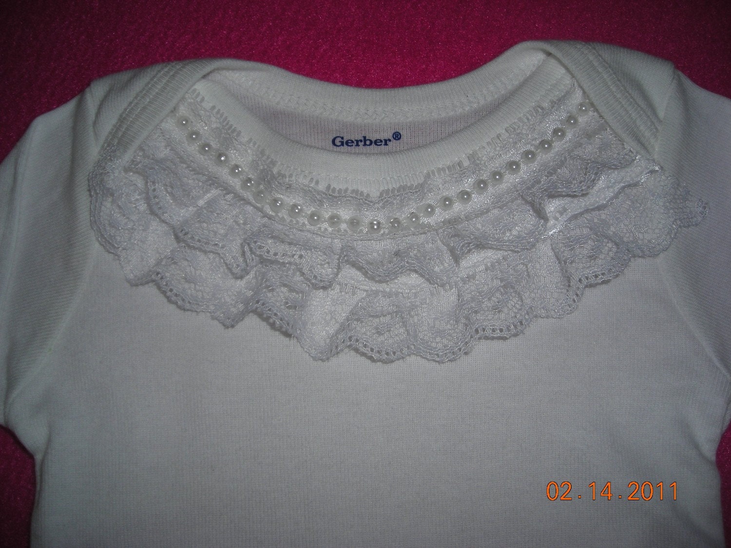 Items similar to Pearls n Lace White Baby Girl Onesie Ruffle Butt 3 6