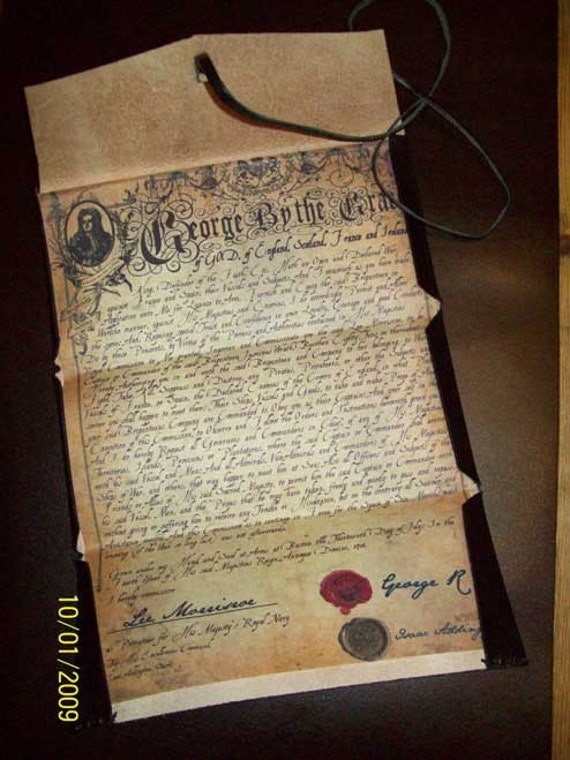 Custom Replica Pirate License or Letter of Marque