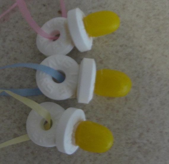 Pacifier candy necklaces baby shower