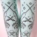 Pirate Printed Tights Small Medium Black Pearl on Blue Women Octopus Narwhal and Squid