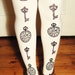 Black and White Tights Plus Size Womens XL Pocket-Watch & Keys Extra Large Print Pattern