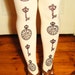 Pocket Watch Key Printed Tights Medium Tall Black Cream Women