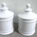 Pair Round White French Limoges Canisters With Lids