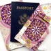 Getaway Travel Set: Luggage Tag & Passport Sleeve in Moroccan Vacation MADE TO ORDER