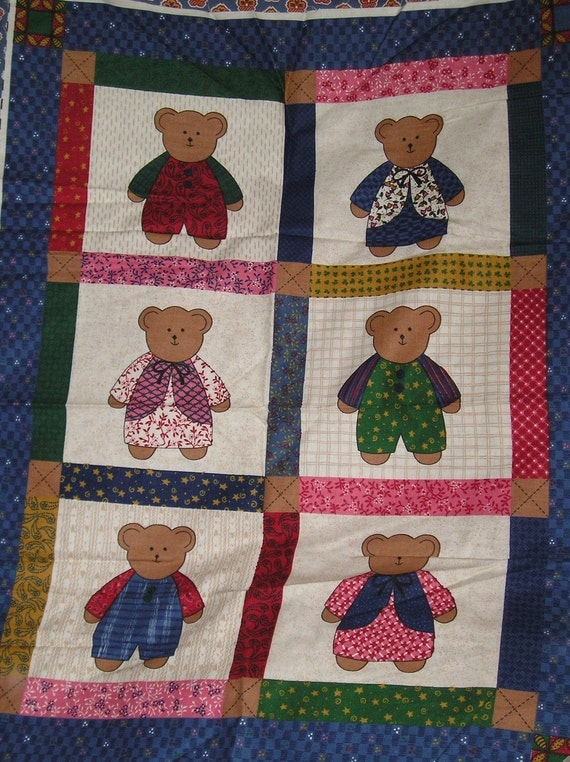 SALE Teddy Bear Quilt Fabric Panel from CarlaJean4u SAVE 25%