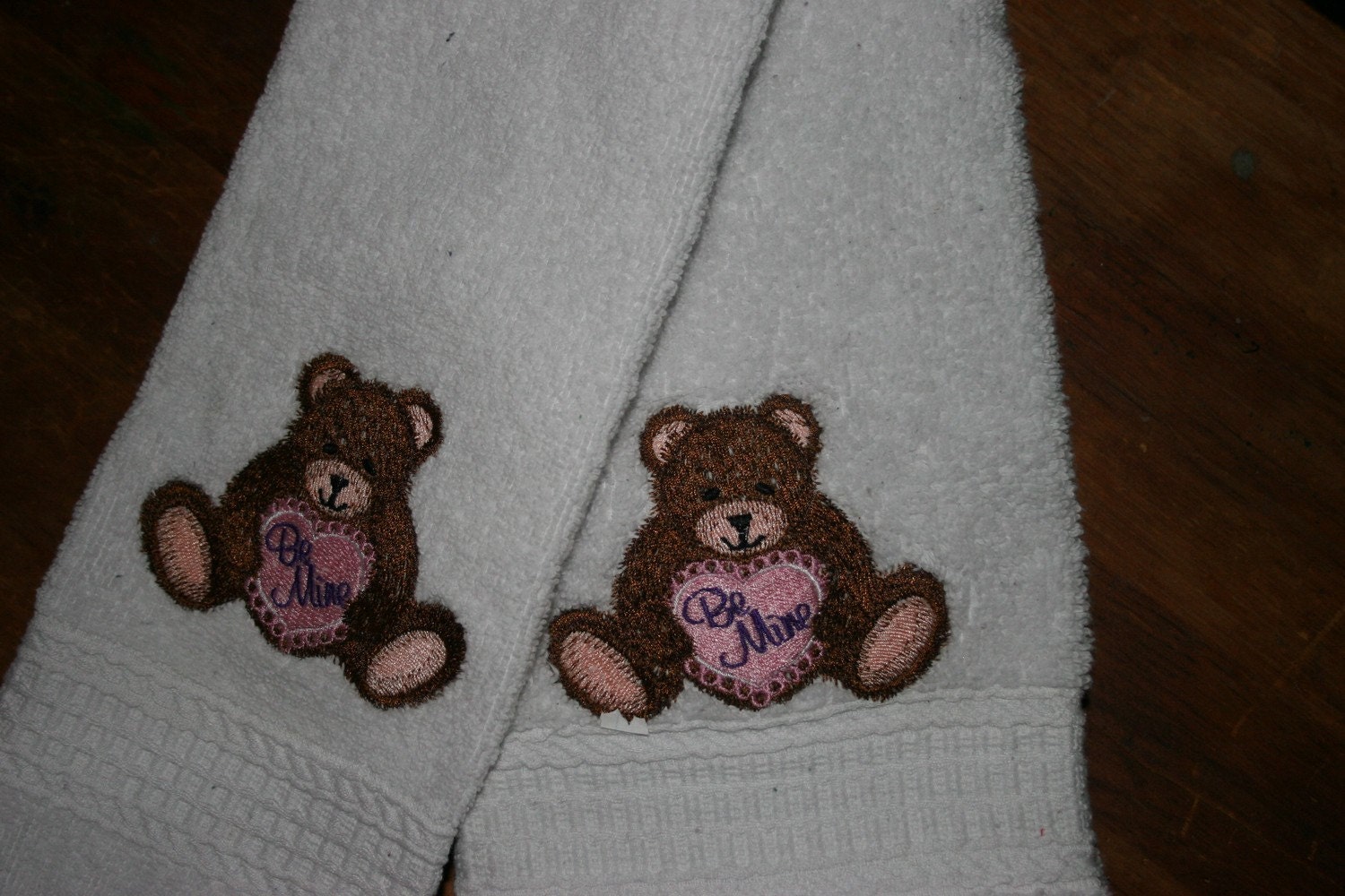 Embroidered Teddy Bear Hand Towel and Wash Cloth by sewbysum