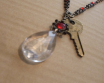 Beautiful Vintage Necklace with a Crystal Key To Your Future