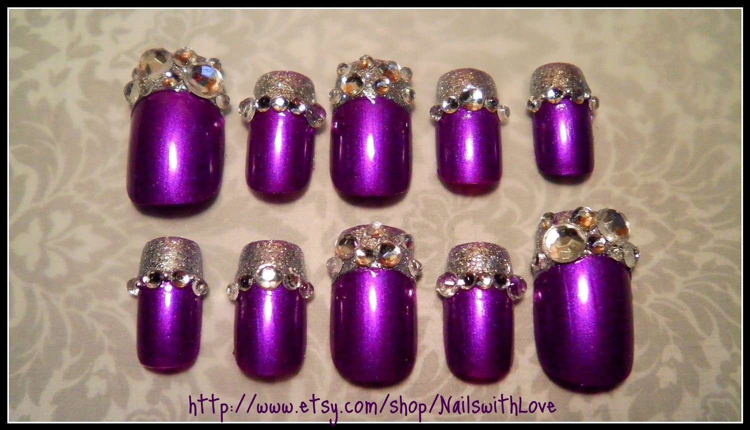 nails jewels on how your stick to 3D Purple Japanese Nail NailswithLove on by Silver Art Press