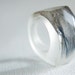 Eco resin ring - blue macaw parrot feather faceted transparent ring