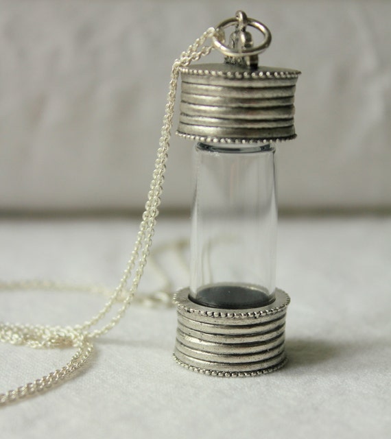Items similar to Halloween Jewelry, Sterling Silver Vial Necklace