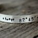 Sterling Cuff Latitude Longitude, Sterling Thin Cuff Bracelet , Personalized Graduation Gift For Her , Bangle Silver Bracelet, Gift For Her