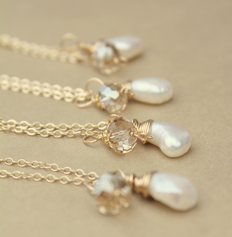 Bridal Party Jewelry Pearl Necklaces Bridal by whiteliliedesigns