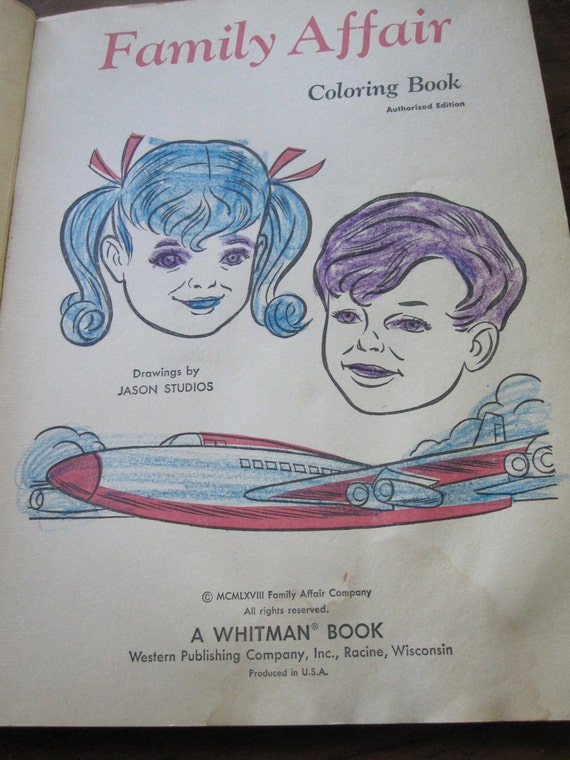 Family Affair television show coloring book vintage 1968