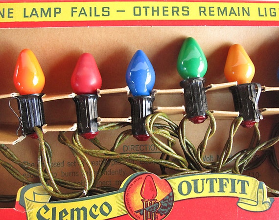 Vintage Christmas lights ClemCo old-fashioned bulb Christmas