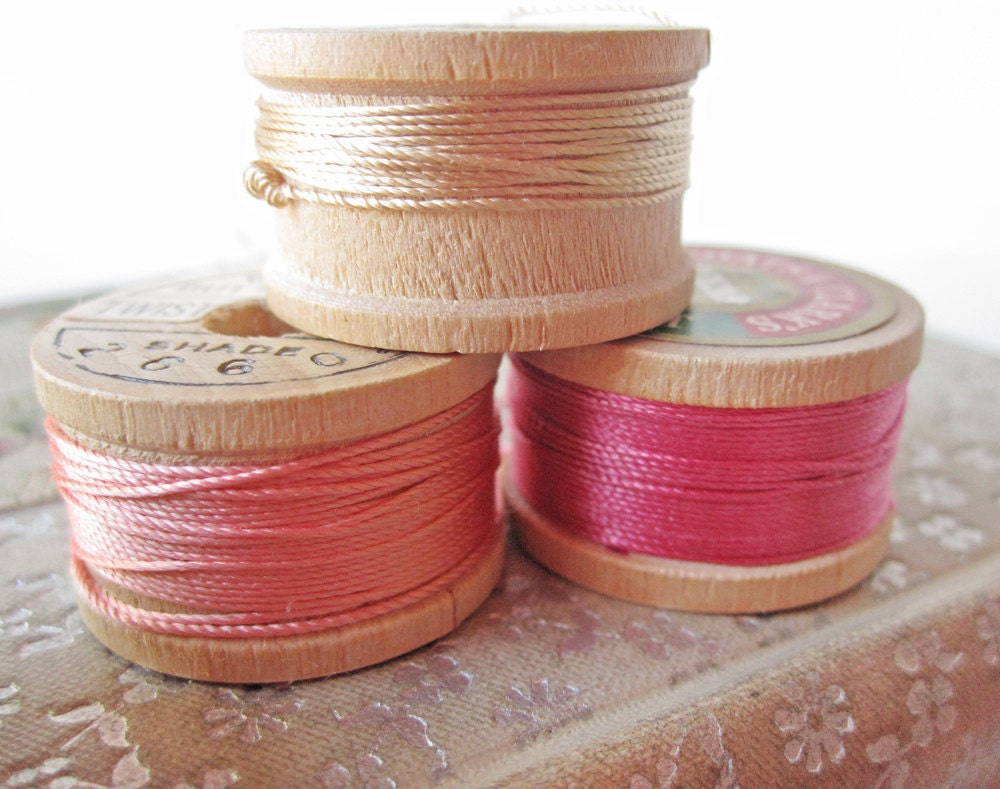 14 wooden spools of vintage silk thread Belding Corticelli