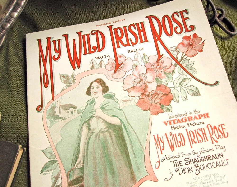 Sheet music My Wild Irish Rose art nouveau cover