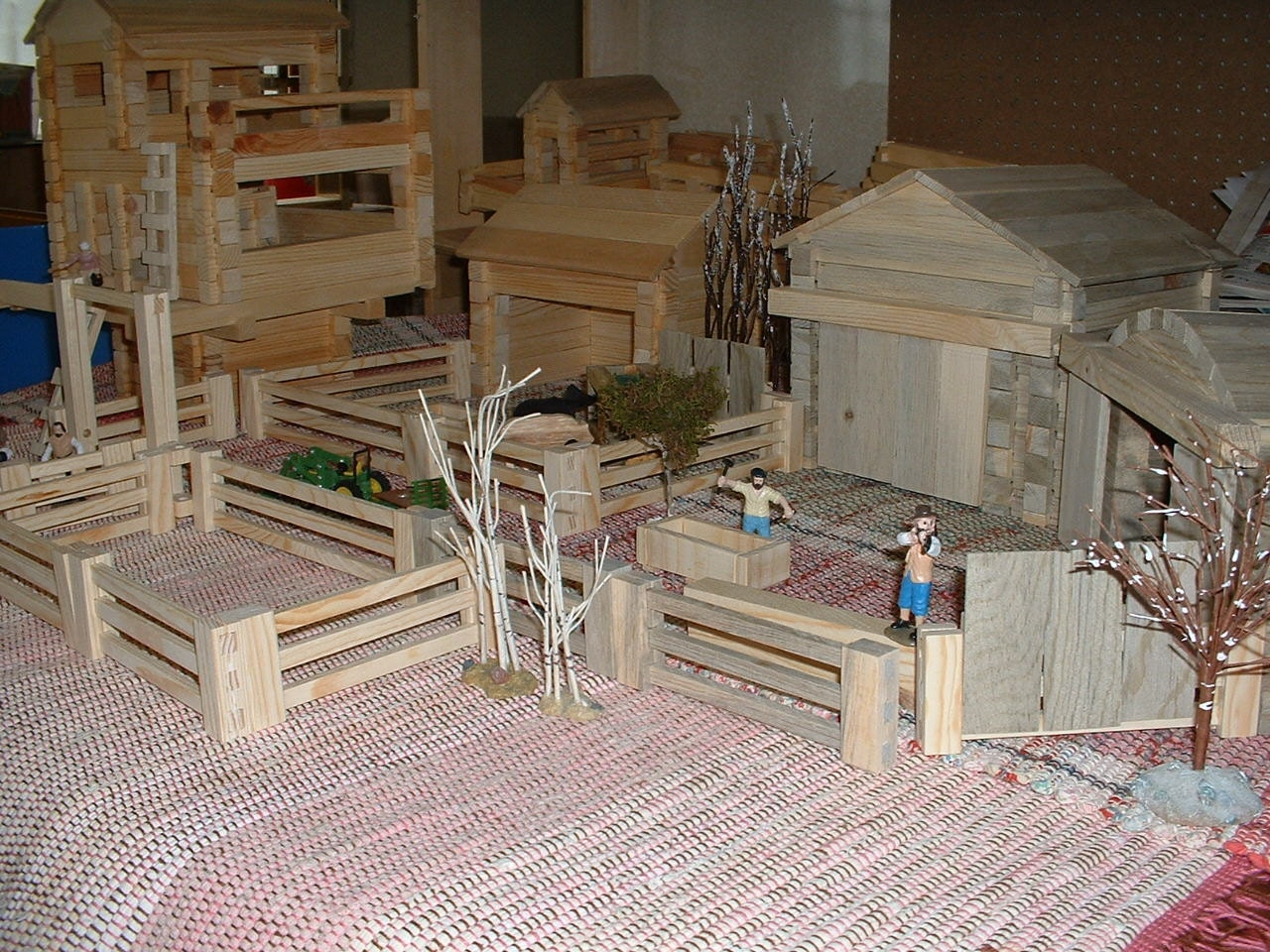 toy wood fence 3 rail for farm zoo scences and play