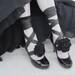 Leather Flower Bootstraps, Leather Flower Headbands, Spats Alternative, Steampunk Weddings, Black Weddings, in stock