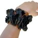 Boho Bracelet Cuff - Leather Flowers Cuff - Black Leather Flower bracelets - Wide Leather Cuff - Black Tan Hippie Bracelet Cuff