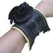 SALE Black Leather Applique Leather Flower Cuff Leaves & Contrast Stitching Black,Cream in stock