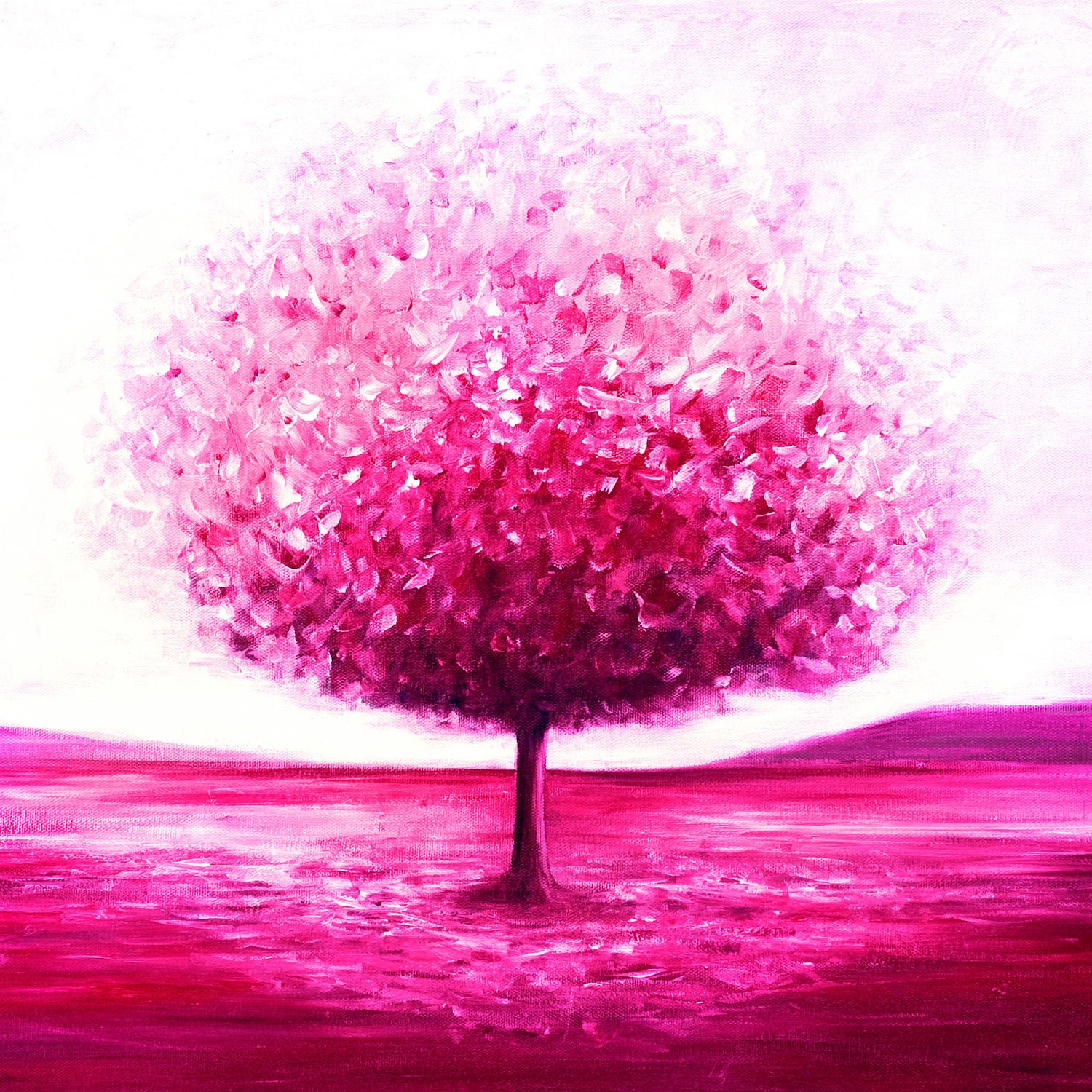 Pink tree print canvas art print abstract tree by DachaStudio